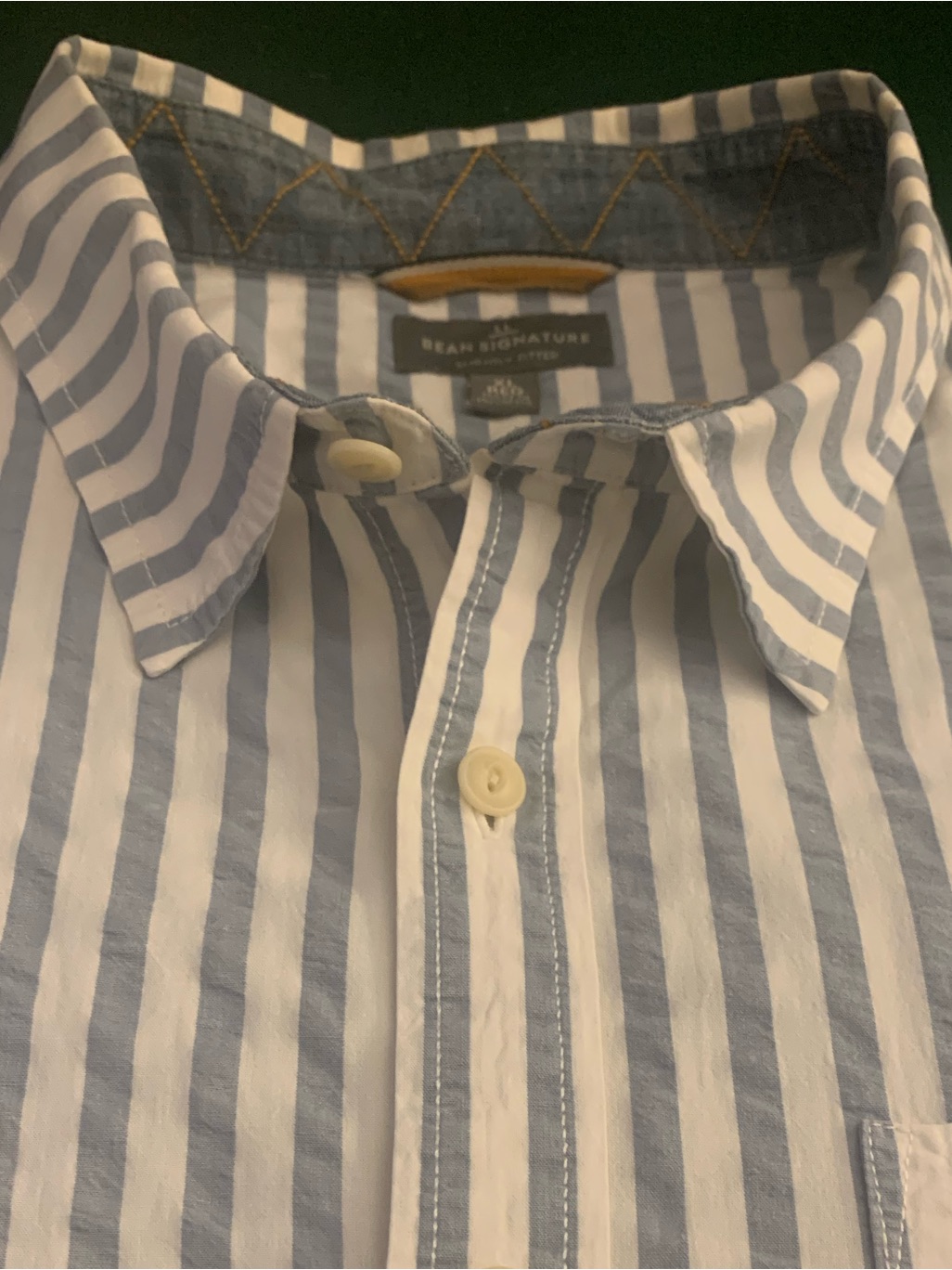 Bean Signature Ss All Cotton Striped Shirt